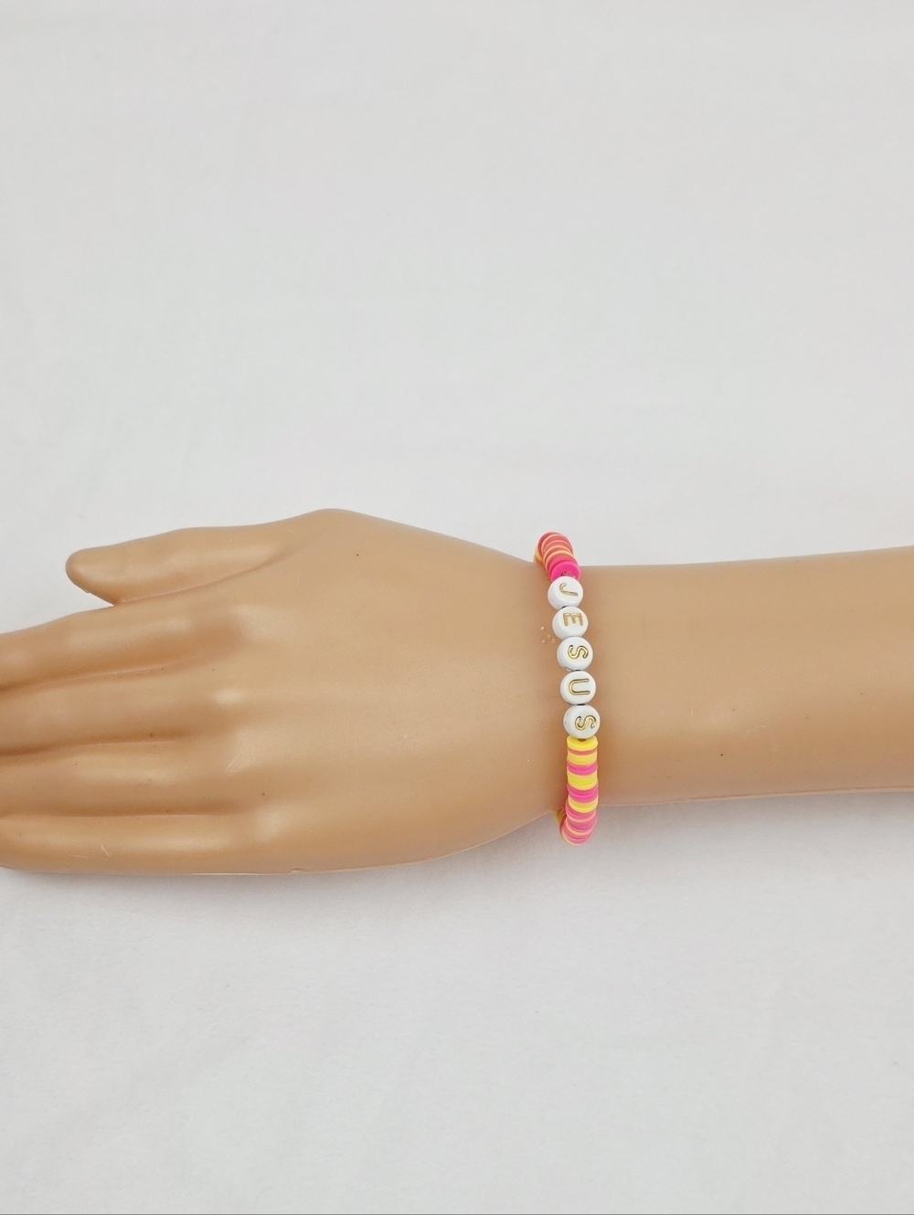 Handmade Clay Bead Jesus Bracelet